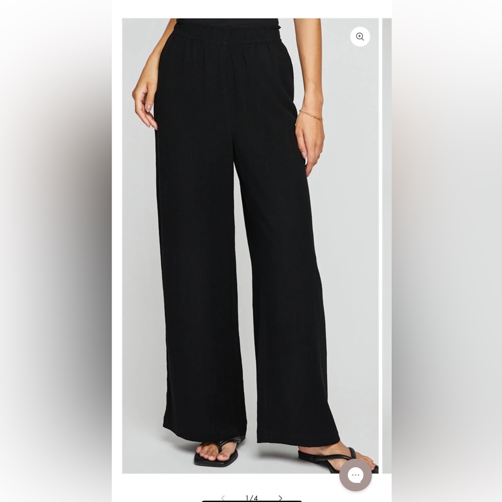 B.Young black linen wide leg pants.